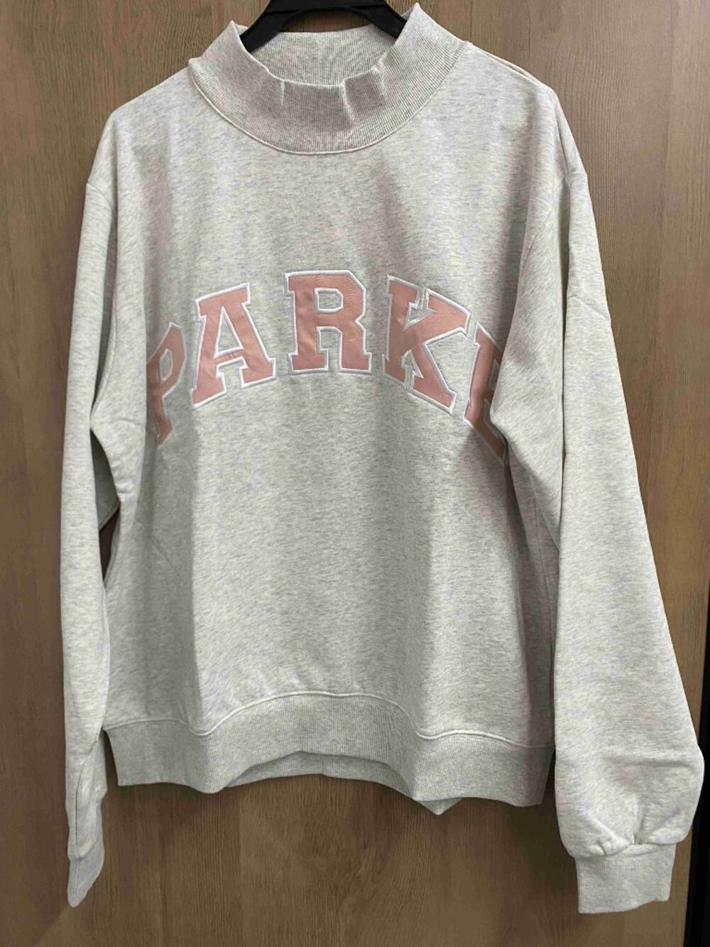 PARKE Heathered Gray Mock Neck Varsity Sweatshirt